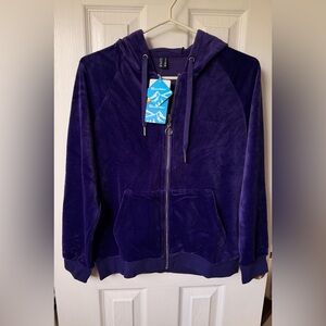 Magcomsen Women's Purple Velour Hoodie / Hooded Jacket Size Small New with Tags